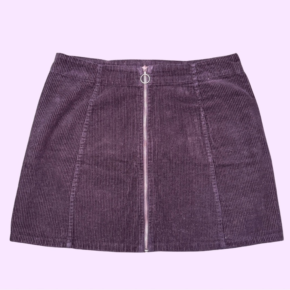 Rue21 Black Corduroy Front-Zip Mini Skirt